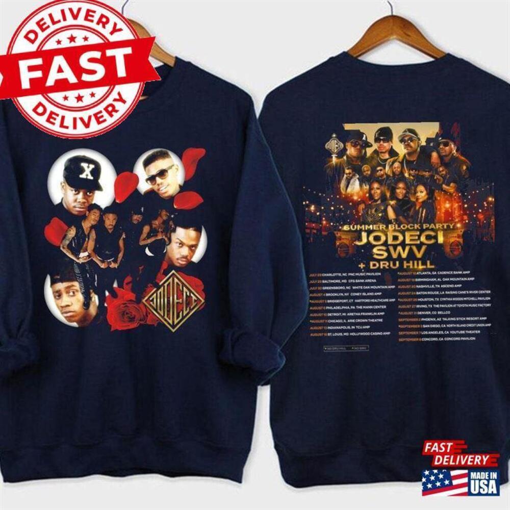 Jodeci Summer Block Party Tour Shirt Concert Band Fan Unisex Classic 2 Sided